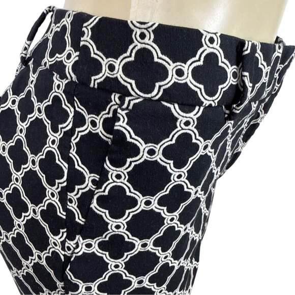 Talbots Women Black & White Geometric Print Cropped Pants With Belt Loops Sz 10P - Picture 5 of 10